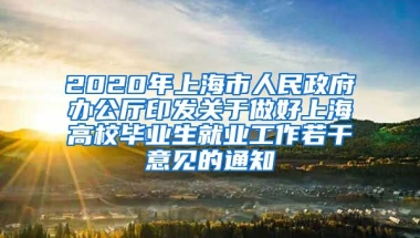 2020年上海市人民政府办公厅印发关于做好上海高校毕业生就业工作若干意见的通知