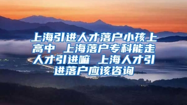 上海引进人才落户小孩上高中 上海落户专科能走人才引进嘛 上海人才引进落户应该咨询