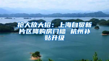 抢人放大招：上海自贸新片区降购房门槛 杭州补贴升级