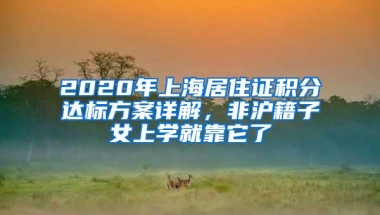 2020年上海居住证积分达标方案详解，非沪籍子女上学就靠它了