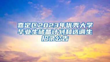 嘉定区2023年优秀大学毕业生储备计划和选调生招录公告