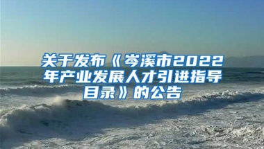 关于发布《岑溪市2022年产业发展人才引进指导目录》的公告