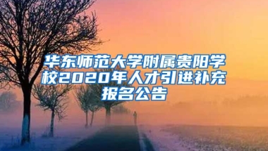 华东师范大学附属贵阳学校2020年人才引进补充报名公告