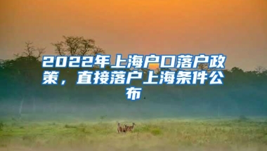 2022年上海户口落户政策，直接落户上海条件公布