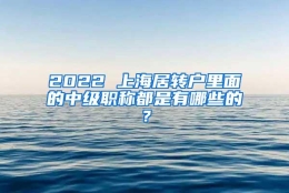 2022 上海居转户里面的中级职称都是有哪些的？