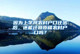 因为上学将农村户口迁出后，还能迁回原籍农村户口吗？