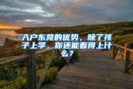 入户东莞的优势，除了孩子上学，你还能看得上什么？