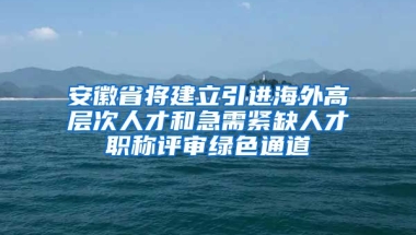 安徽省将建立引进海外高层次人才和急需紧缺人才职称评审绿色通道