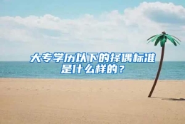 大专学历以下的择偶标准是什么样的？