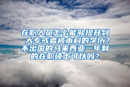 在职人员怎么能够提升到 大专或者被本科的学历？不出国的马来西亚一年制的在职硕士可以吗？