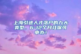 上海引进人才落户的九大类型，6-12个月社保可申办！