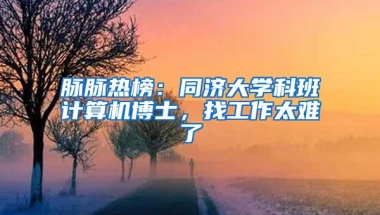 脉脉热榜：同济大学科班计算机博士，找工作太难了