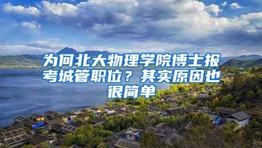 为何北大物理学院博士报考城管职位？其实原因也很简单