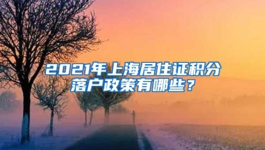 2021年上海居住证积分落户政策有哪些？