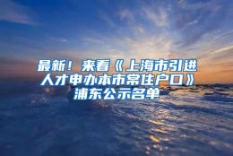 最新！来看《上海市引进人才申办本市常住户口》浦东公示名单