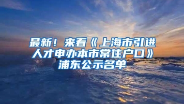 最新！来看《上海市引进人才申办本市常住户口》浦东公示名单