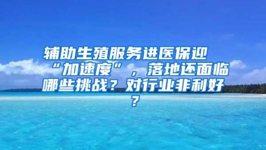 辅助生殖服务进医保迎“加速度”，落地还面临哪些挑战？对行业非利好？