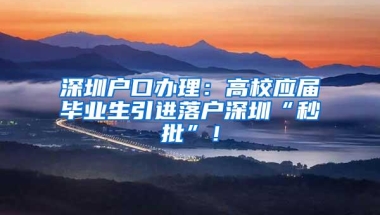 深圳户口办理：高校应届毕业生引进落户深圳“秒批”！