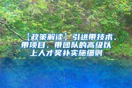 【政策解读】引进带技术、带项目、带团队的高级以上人才奖补实施细则