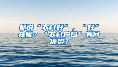 都说“农村好”，“好”在哪？“农村户口”有何优势？