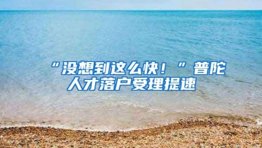 “没想到这么快！”普陀人才落户受理提速