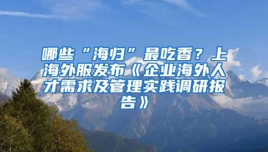 哪些“海归”最吃香？上海外服发布《企业海外人才需求及管理实践调研报告》