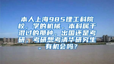 本人上海985理工科院校，学的机械。本科属于混过的那种。出国还是考研，考研想考清华研究生。有机会吗？