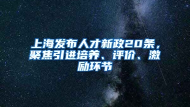 上海发布人才新政20条，聚焦引进培养、评价、激励环节