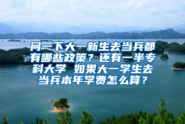 问一下大一新生去当兵都有哪些政策？还有一半专科大学 如果大一学生去当兵本年学费怎么算？