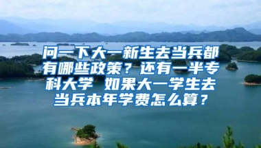 问一下大一新生去当兵都有哪些政策？还有一半专科大学 如果大一学生去当兵本年学费怎么算？