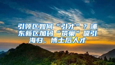 引领区如何“引才”？浦东新区加码“筑巢”吸引海归、博士后人才