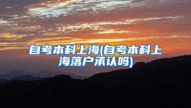 自考本科上海(自考本科上海落户承认吗)