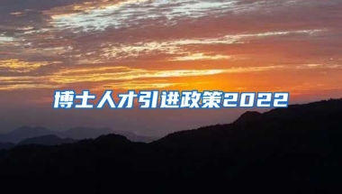 博士人才引进政策2022