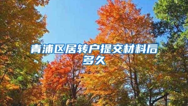 青浦区居转户提交材料后多久