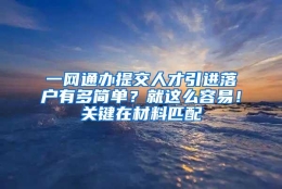 一网通办提交人才引进落户有多简单？就这么容易！关键在材料匹配