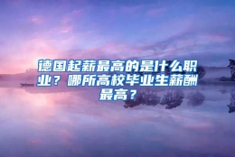 德国起薪最高的是什么职业？哪所高校毕业生薪酬最高？