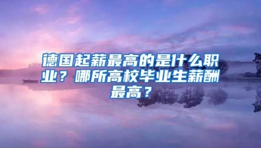 德国起薪最高的是什么职业？哪所高校毕业生薪酬最高？