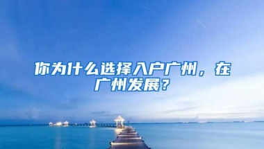 你为什么选择入户广州，在广州发展？