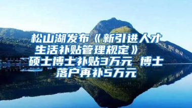 松山湖发布《新引进人才生活补贴管理规定》  硕士博士补贴3万元 博士落户再补5万元