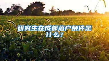 研究生在成都落户条件是什么？