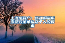 上海居转户：张江科学城激励政策单位及个人的要求