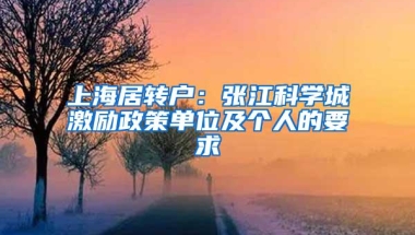 上海居转户：张江科学城激励政策单位及个人的要求