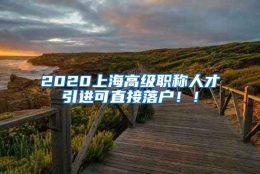 2020上海高级职称人才引进可直接落户！！