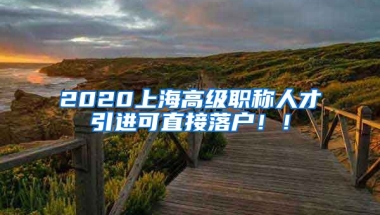 2020上海高级职称人才引进可直接落户！！