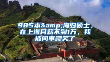 985本&海归硕士，在上海月薪不到1万，我被同事嘲笑了