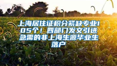 上海居住证积分紧缺专业105个！四部门发文引进急需的非上海生源毕业生落户