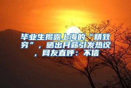 毕业生揭露上海的“精致穷”，晒出月薪引发热议，网友直呼：不信