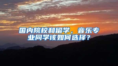 国内院校和留学，音乐专业同学该如何选择？