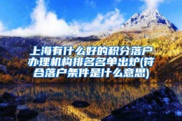 上海有什么好的积分落户办理机构排名名单出炉(符合落户条件是什么意思)