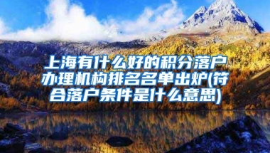 上海有什么好的积分落户办理机构排名名单出炉(符合落户条件是什么意思)